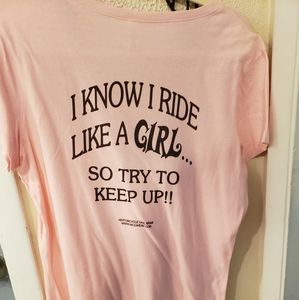 ❤️SOLD!❤️Motorcycle Girl Women's Pink Tshirt